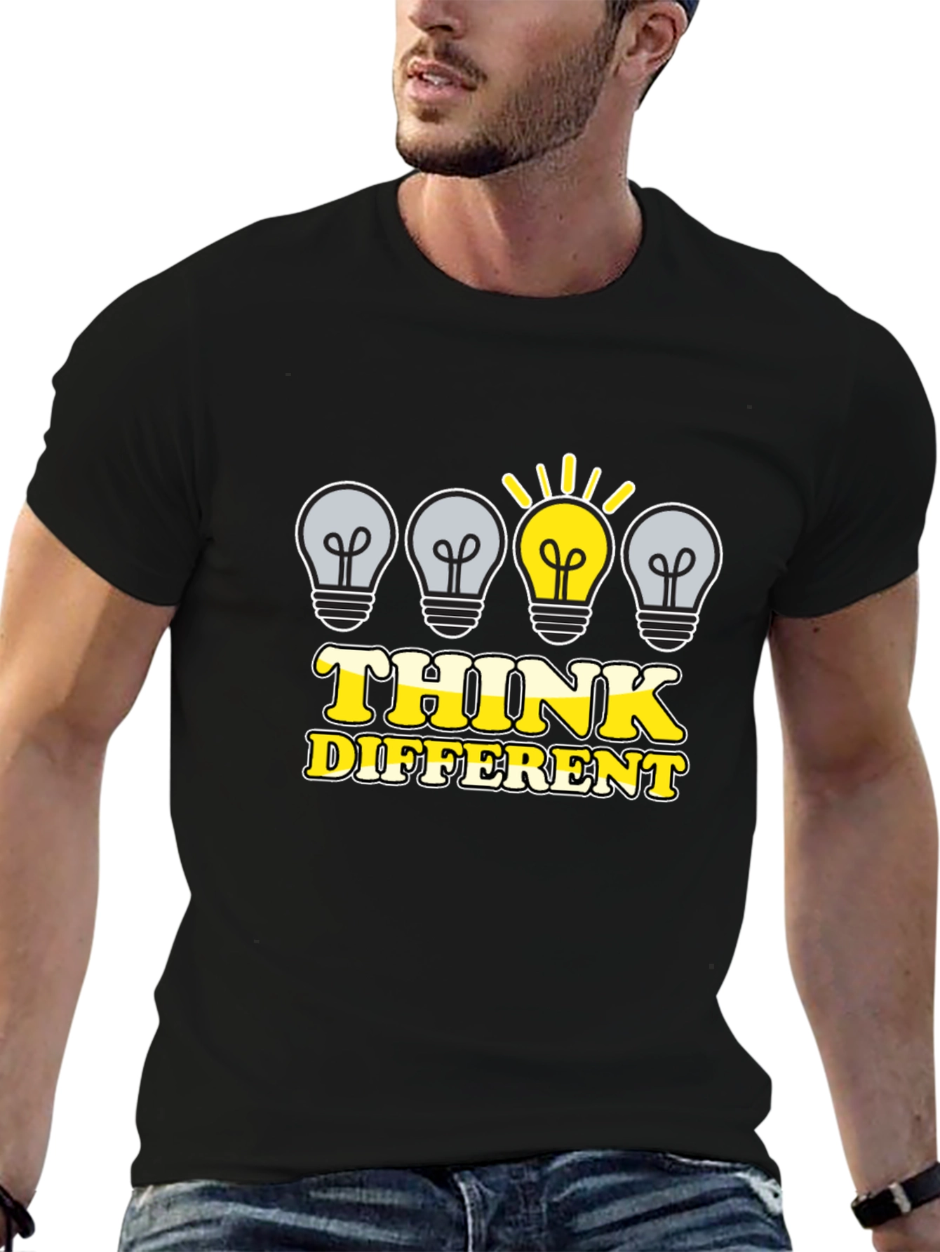 Think Different Graphic Tee - Black Cotton T-Shirt