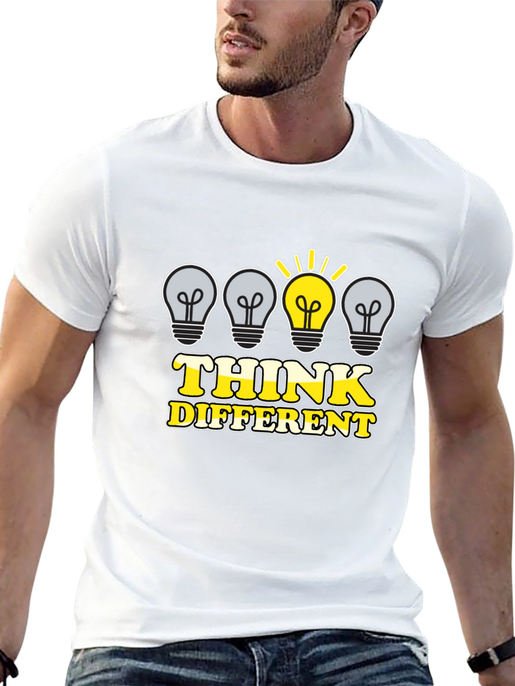 Think Different Graphic Tee - Black Cotton T-Shirt