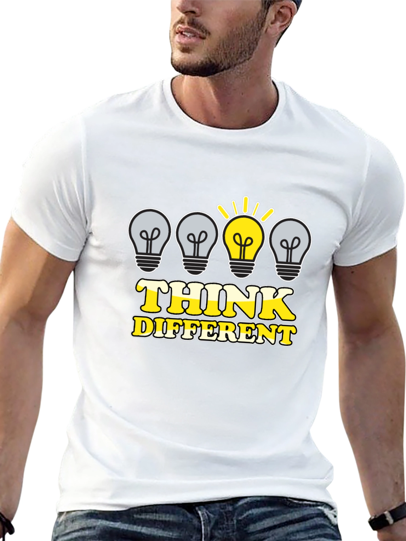 Think Different Graphic Tee - Black Cotton T-Shirt