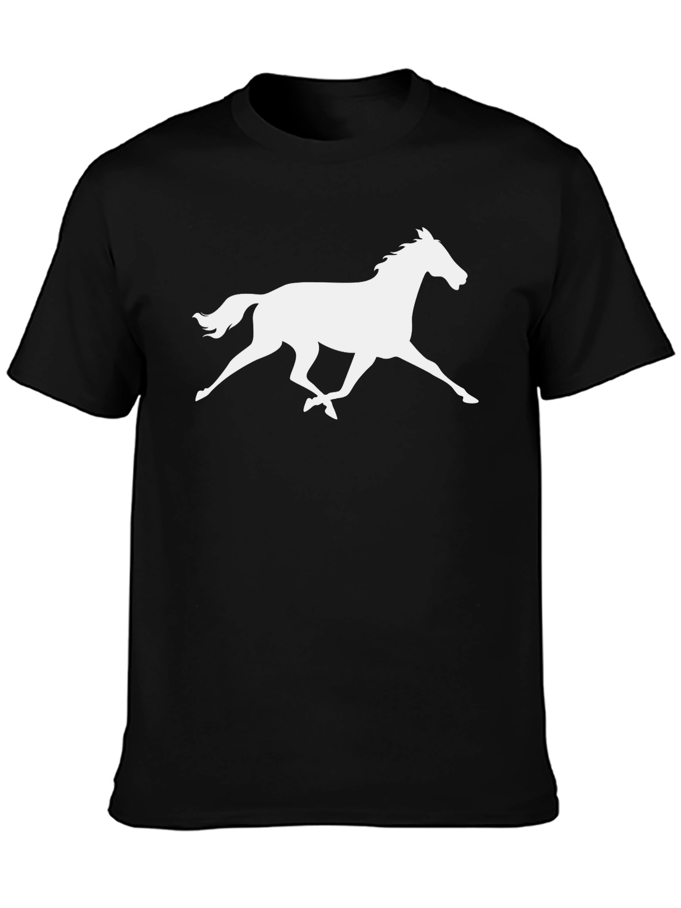 Galloping Horse Graphic Tee - Black Cotton T-Shirt