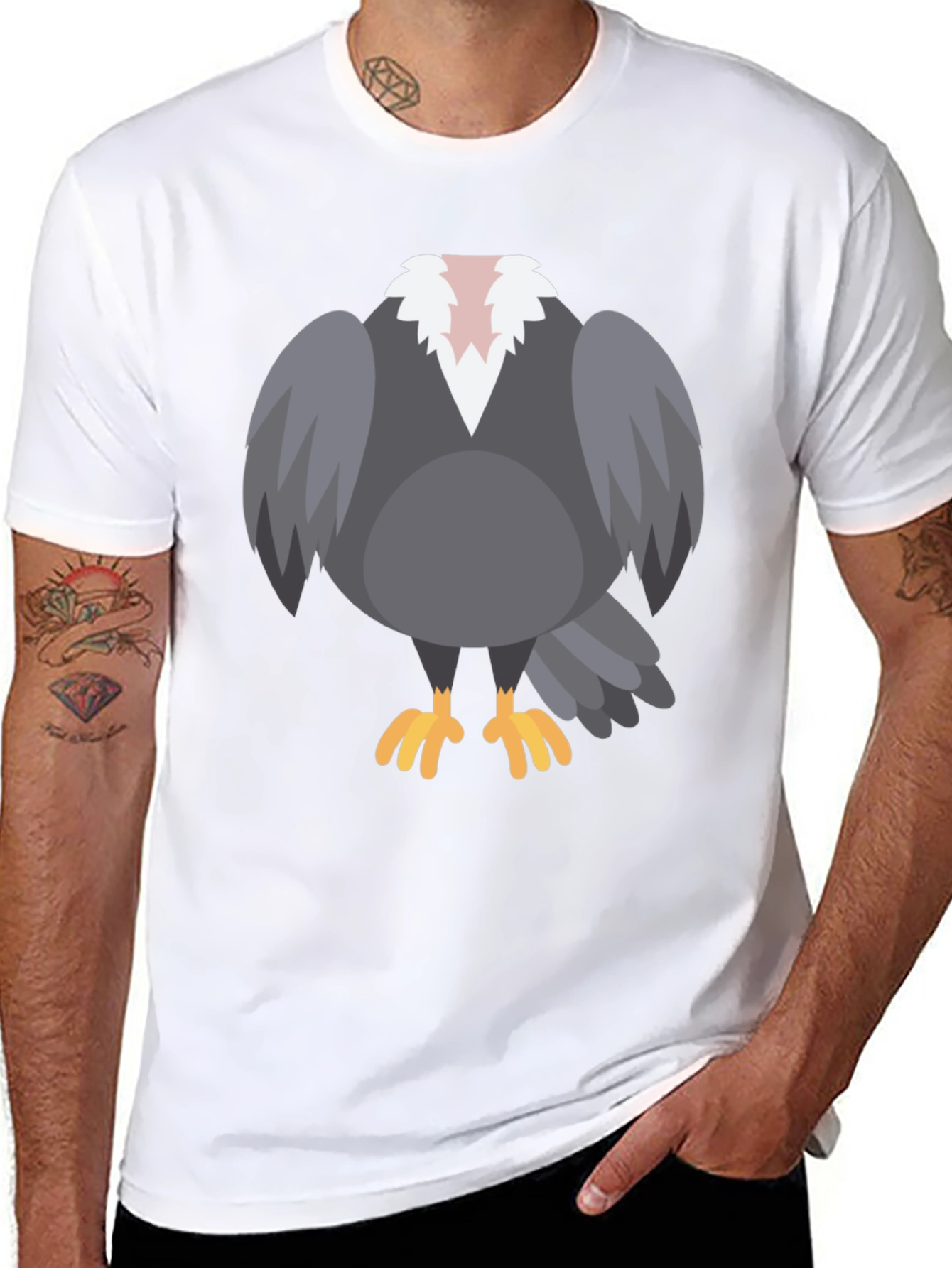 Cartoon Vulture T-Shirt - Black Graphic Tee