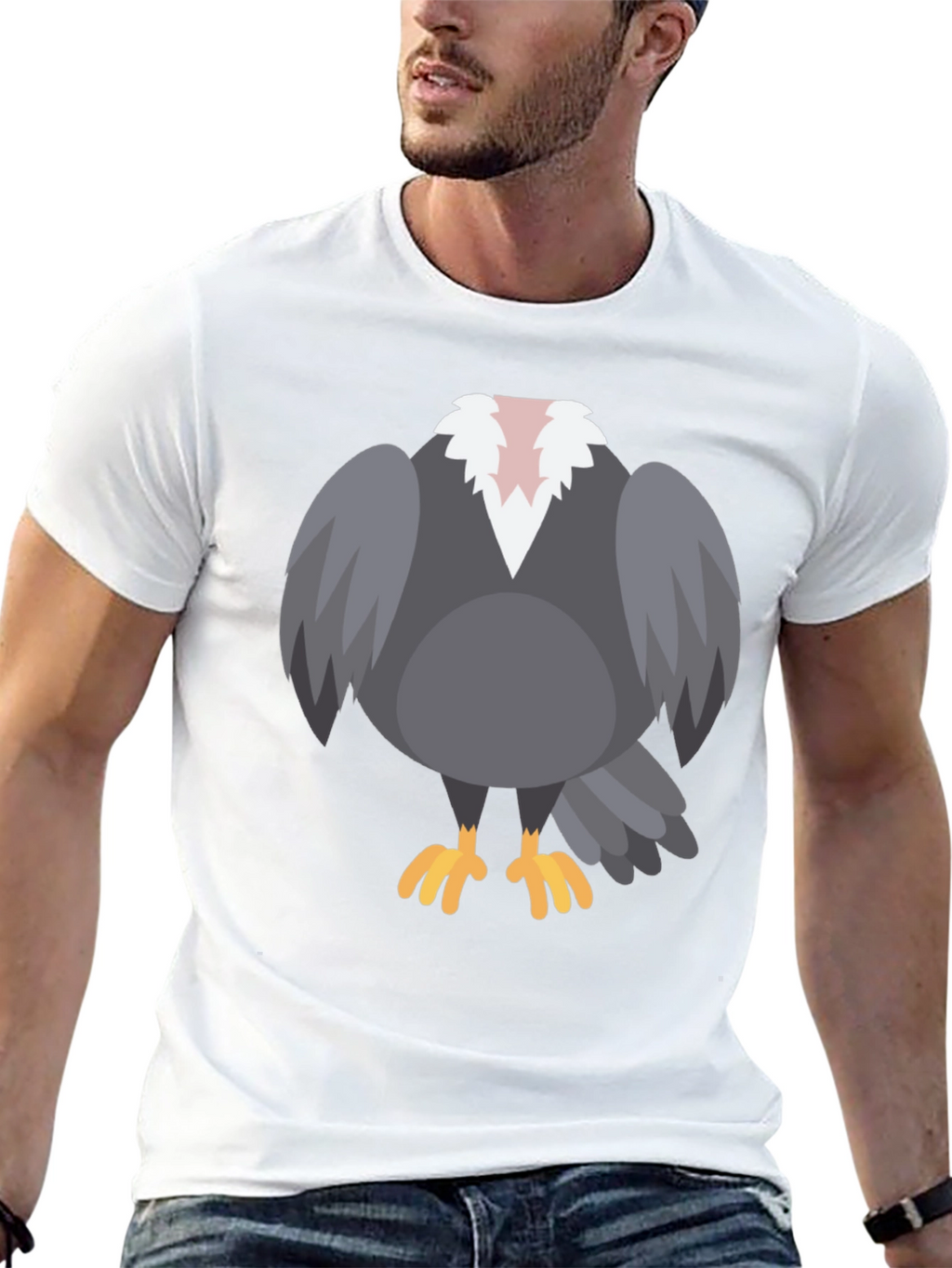 Cartoon Vulture T-Shirt - Black Graphic Tee