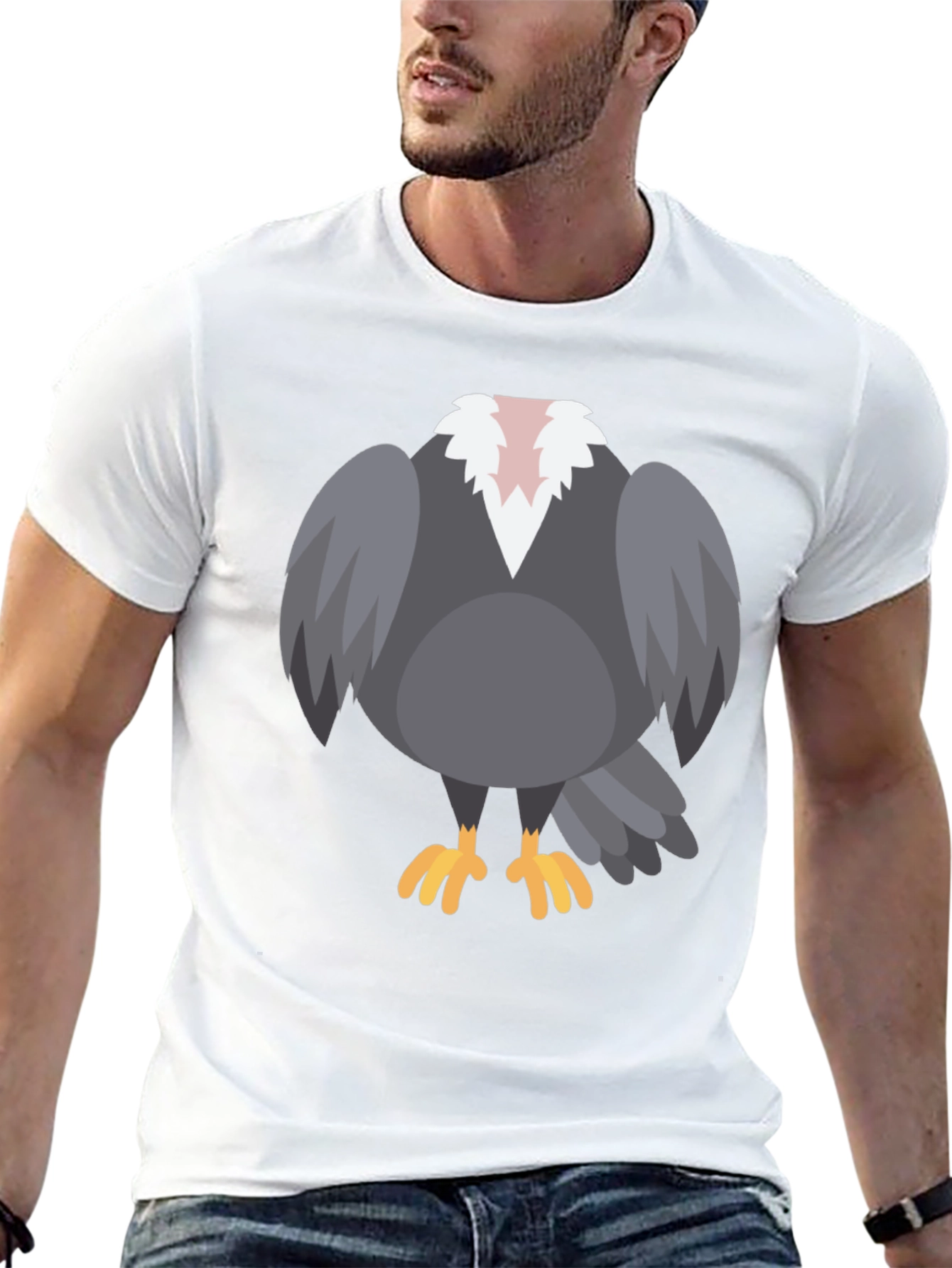 Cartoon Vulture T-Shirt - Black Graphic Tee