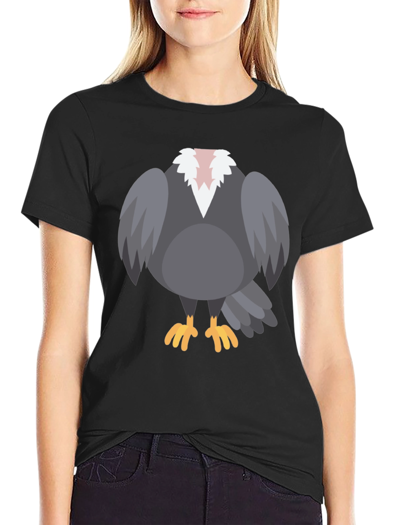 Cartoon Vulture T-Shirt - Black Graphic Tee