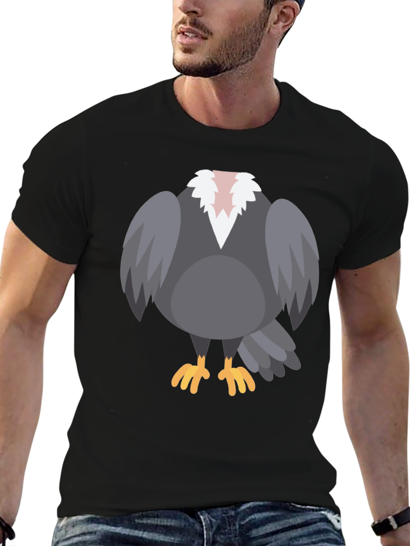 Cartoon Vulture T-Shirt - Black Graphic Tee