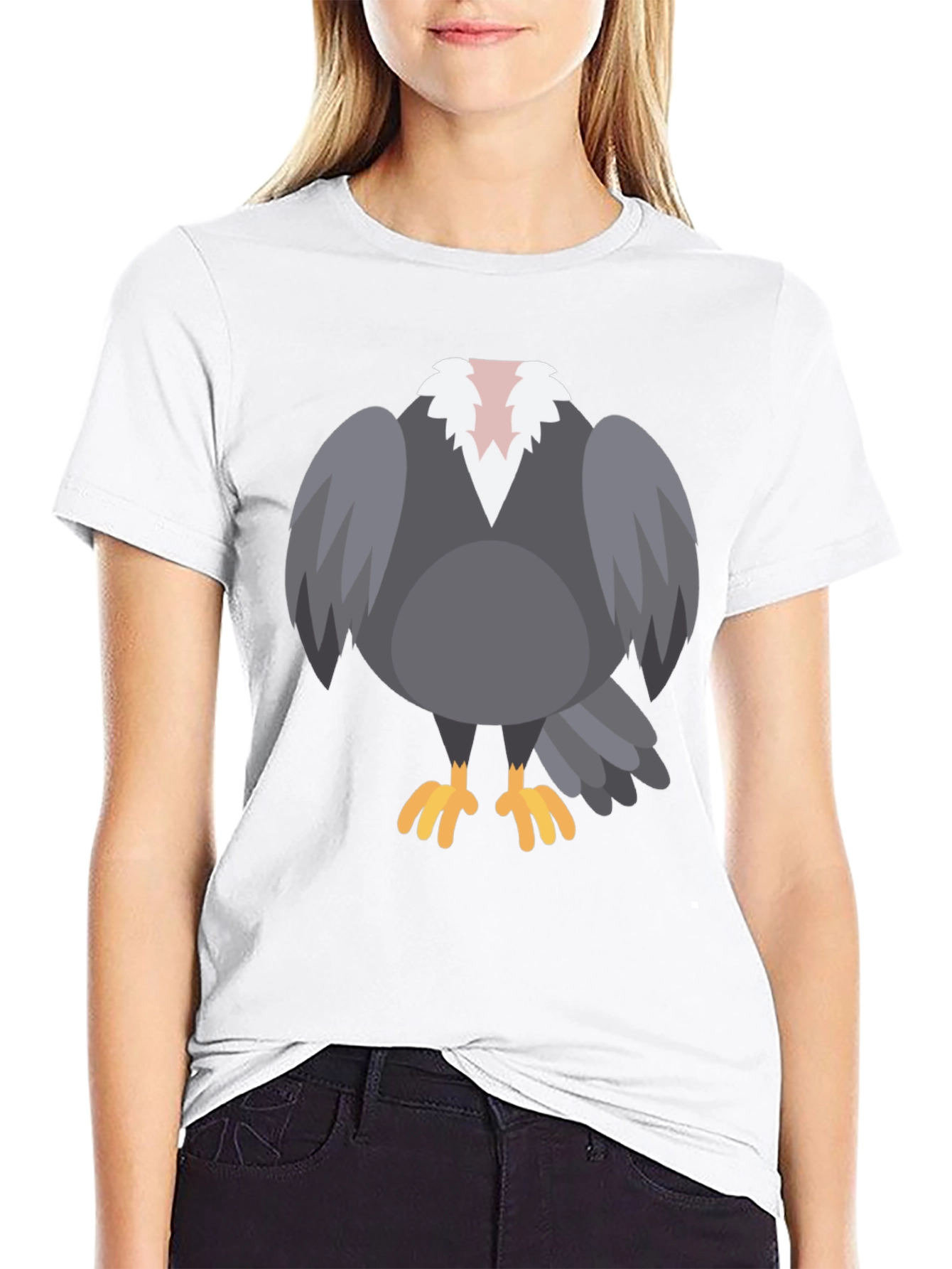 Cartoon Vulture T-Shirt - Black Graphic Tee
