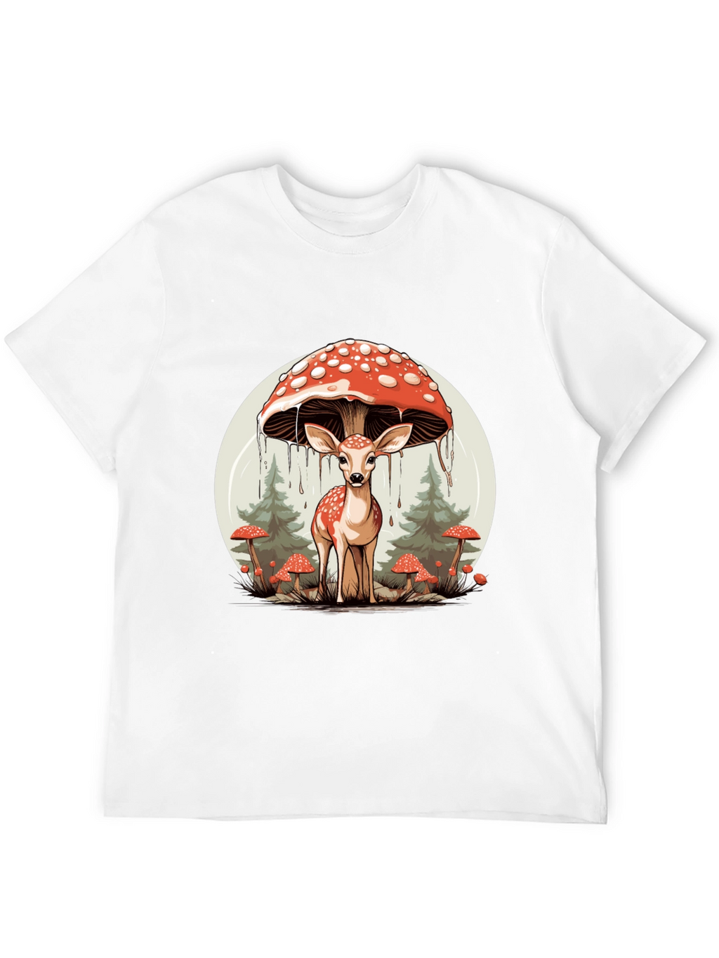 Mushroom Deer Graphic T-Shirt