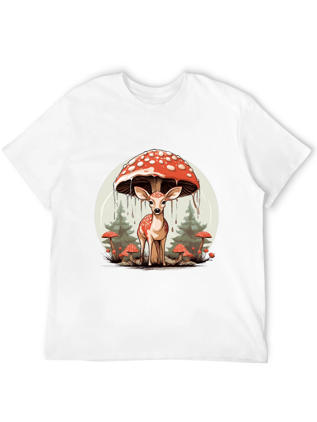 Mushroom Deer Graphic T-Shirt