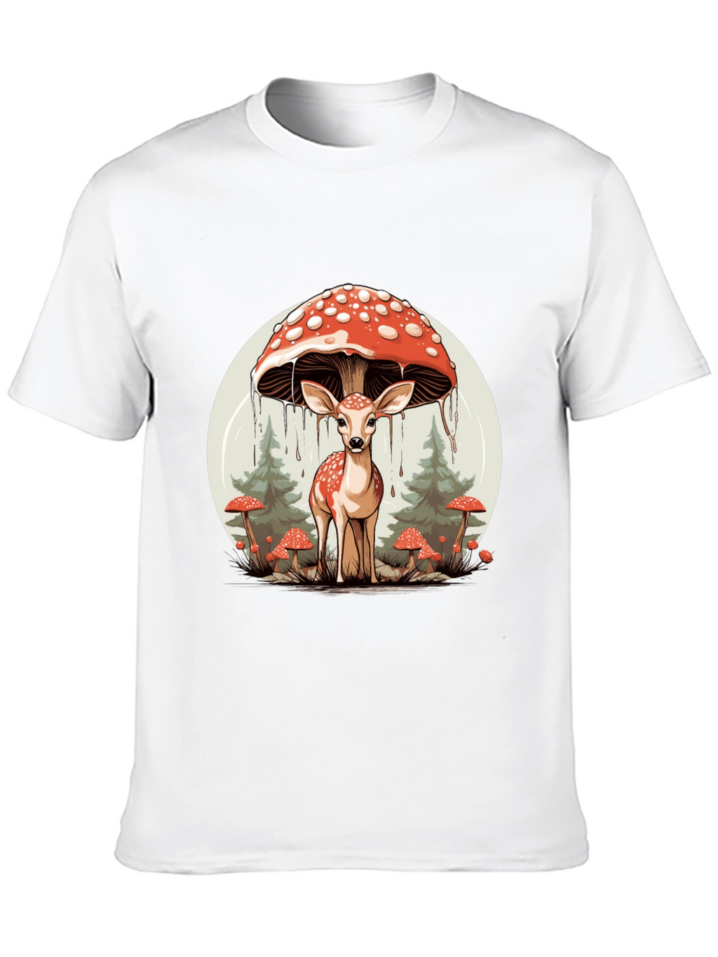 Mushroom Deer Graphic T-Shirt
