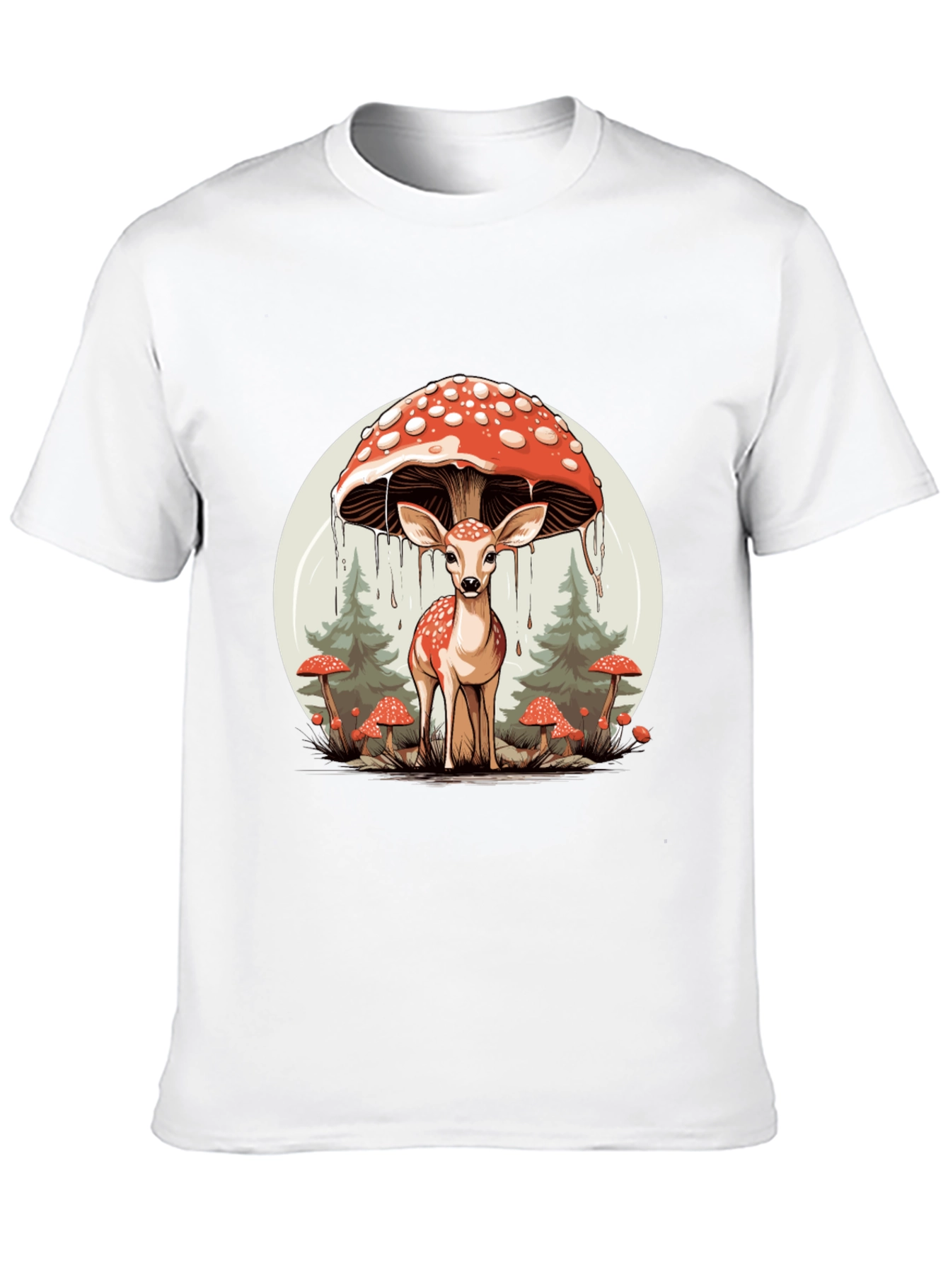Mushroom Deer Graphic T-Shirt