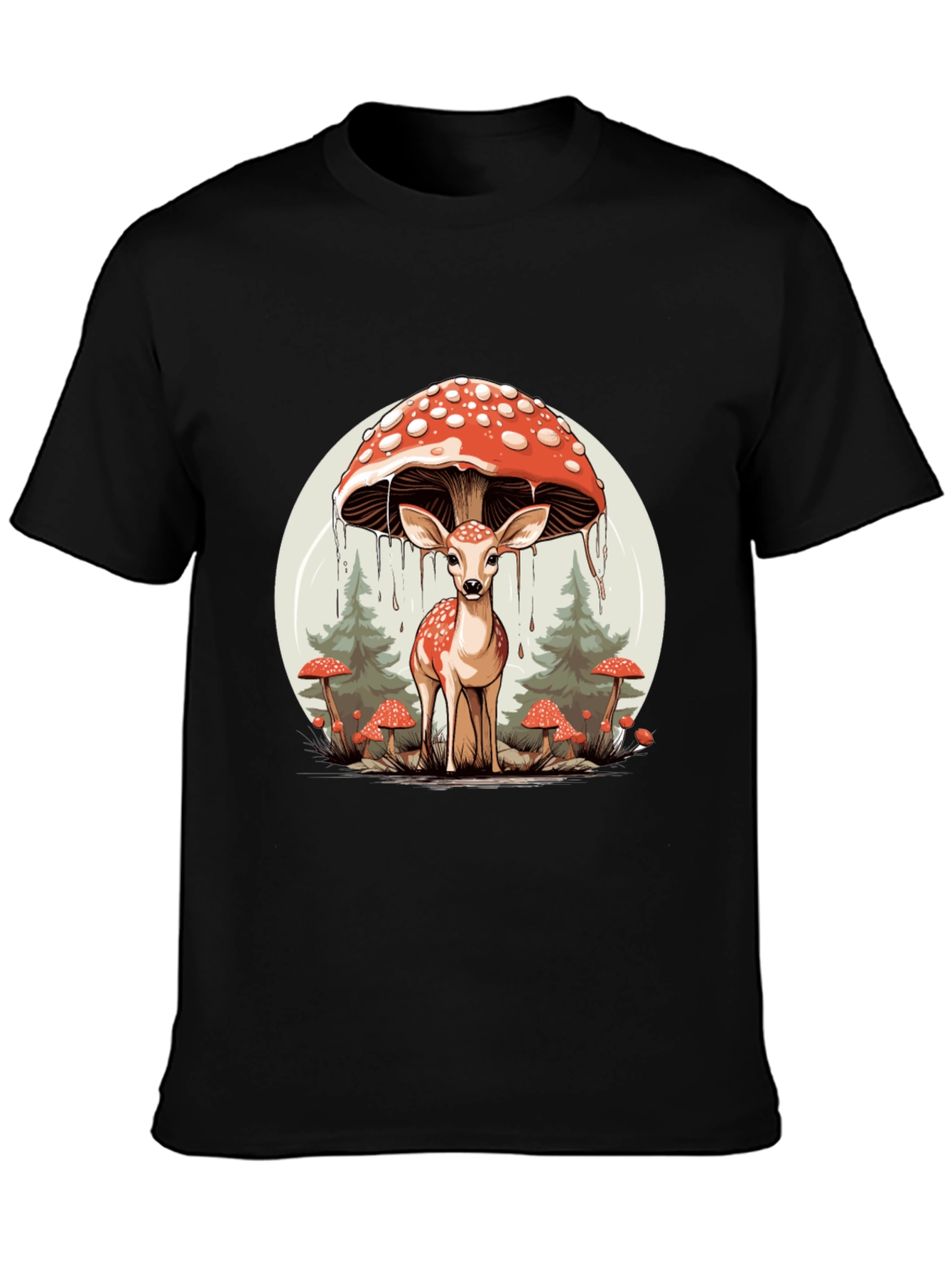 Mushroom Deer Graphic T-Shirt