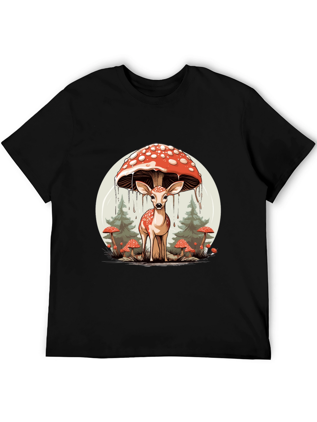 Mushroom Deer Graphic T-Shirt