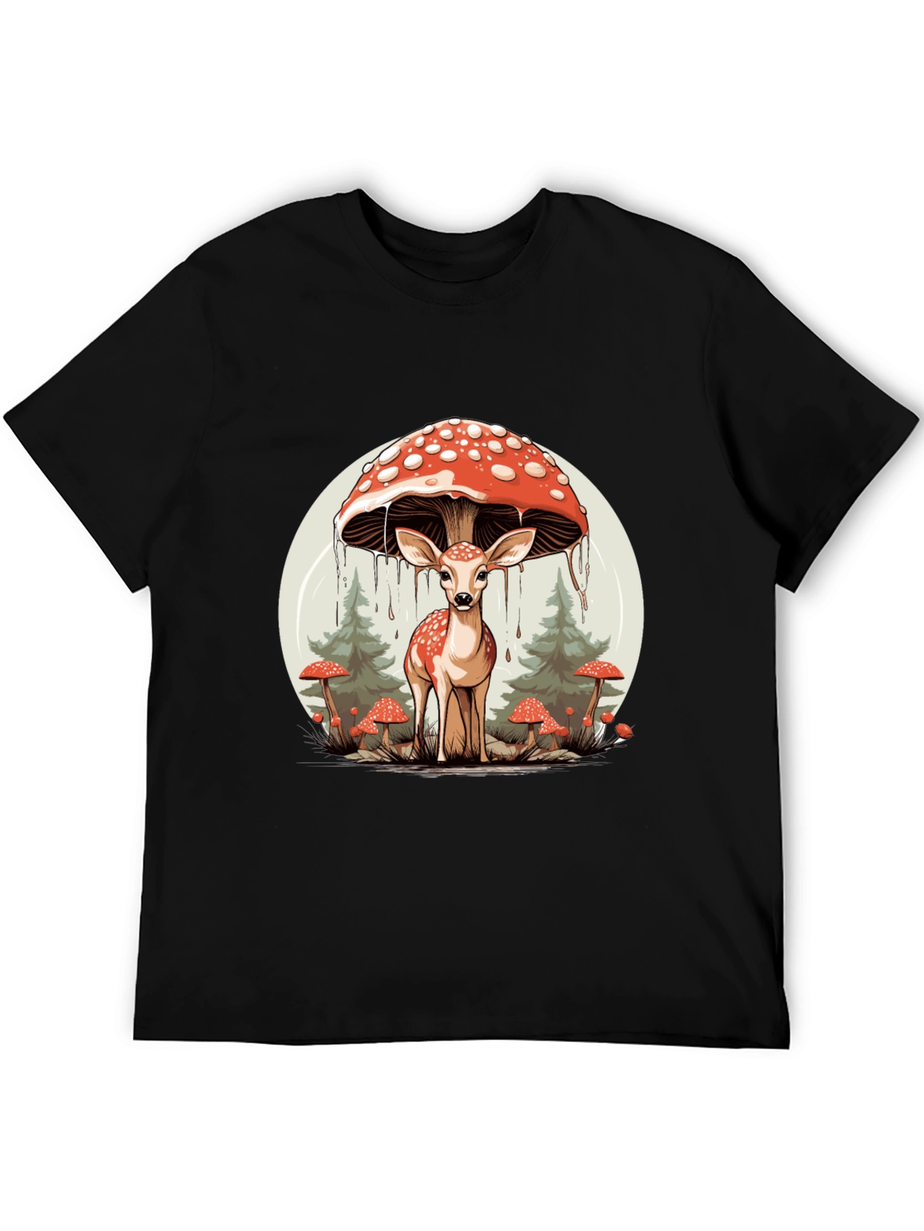 Mushroom Deer Graphic T-Shirt