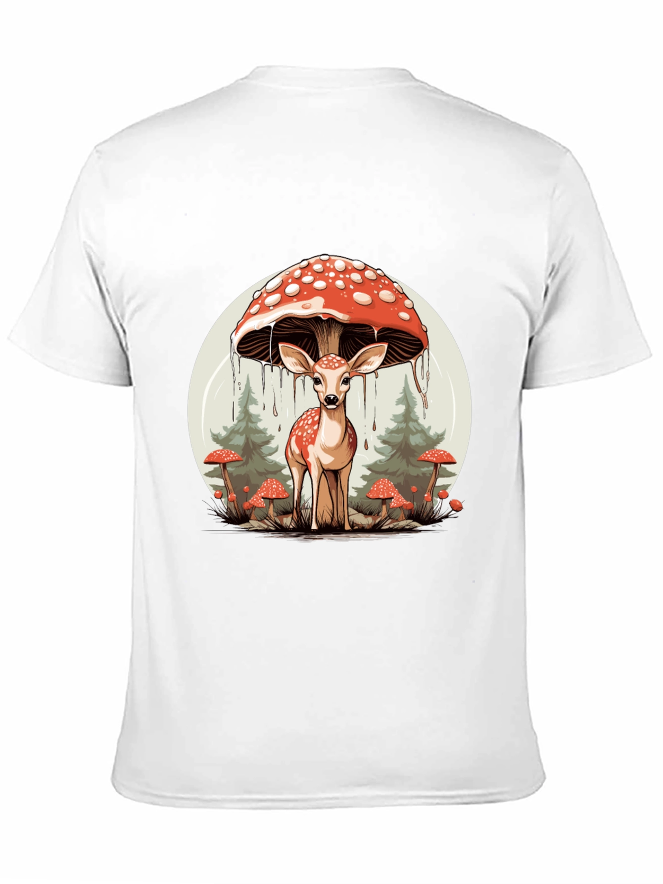 Mushroom Deer Graphic T-Shirt