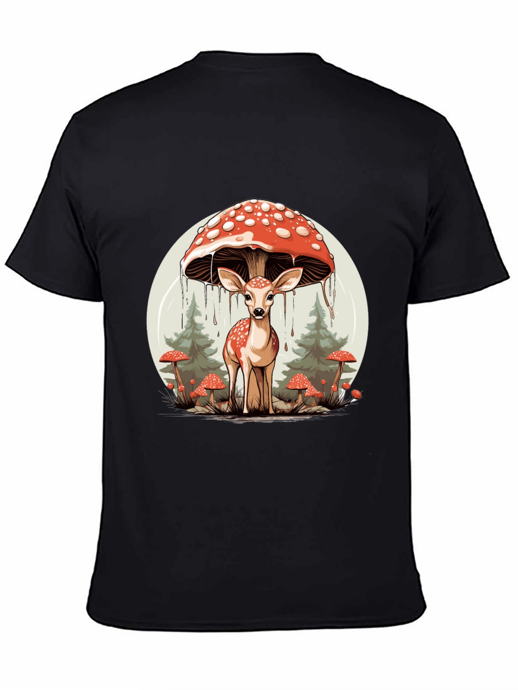 Mushroom Deer Graphic T-Shirt