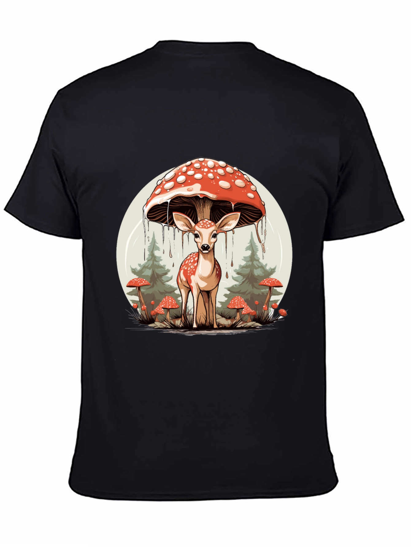 Mushroom Deer Graphic T-Shirt
