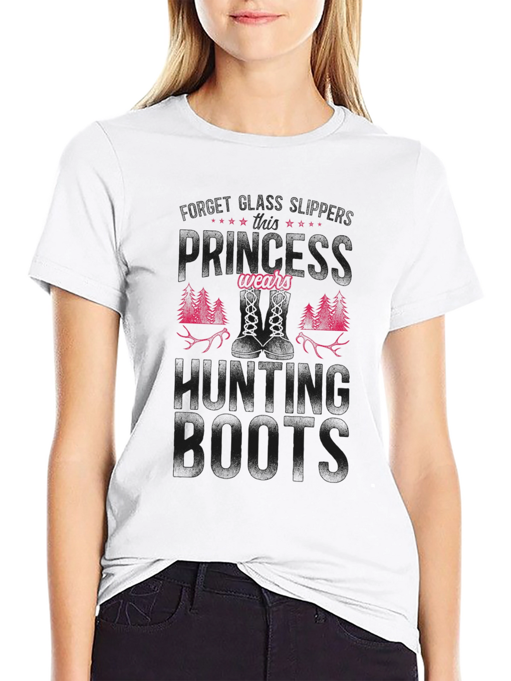 Hunting Boots Graphic Tee - Black Cotton Blend