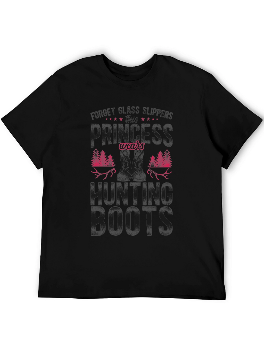 Hunting Boots Graphic Tee - Black Cotton Blend