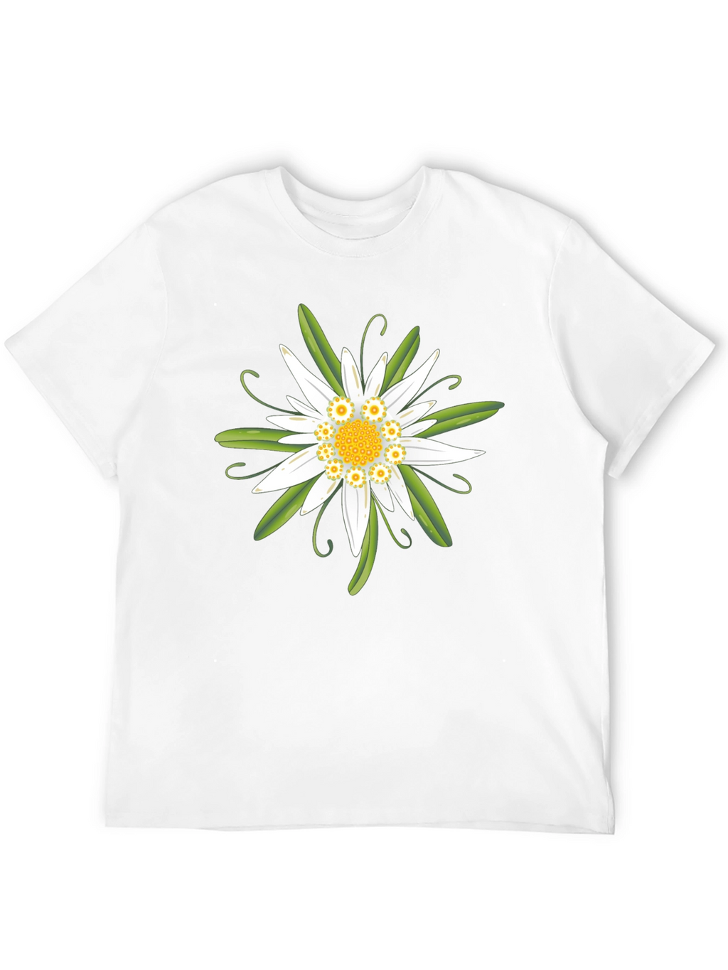 Edelweiss Flower Graphic T-Shirt - Black