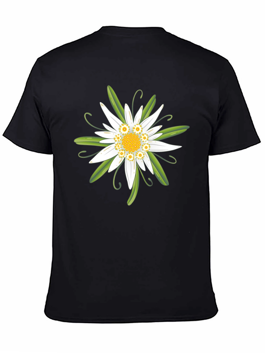Edelweiss Flower Graphic T-Shirt - Black