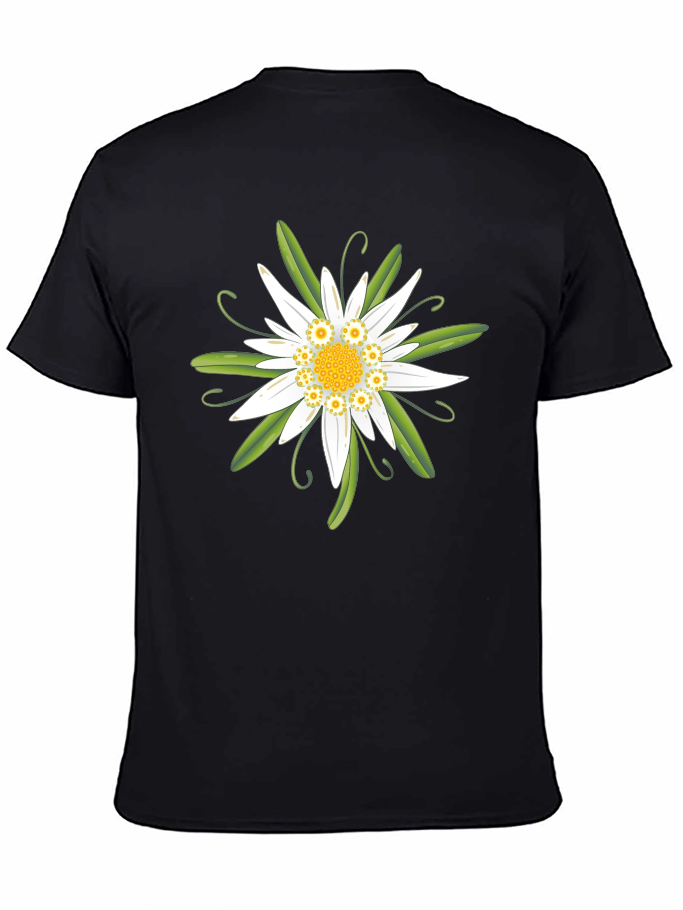 Edelweiss Flower Graphic T-Shirt - Black