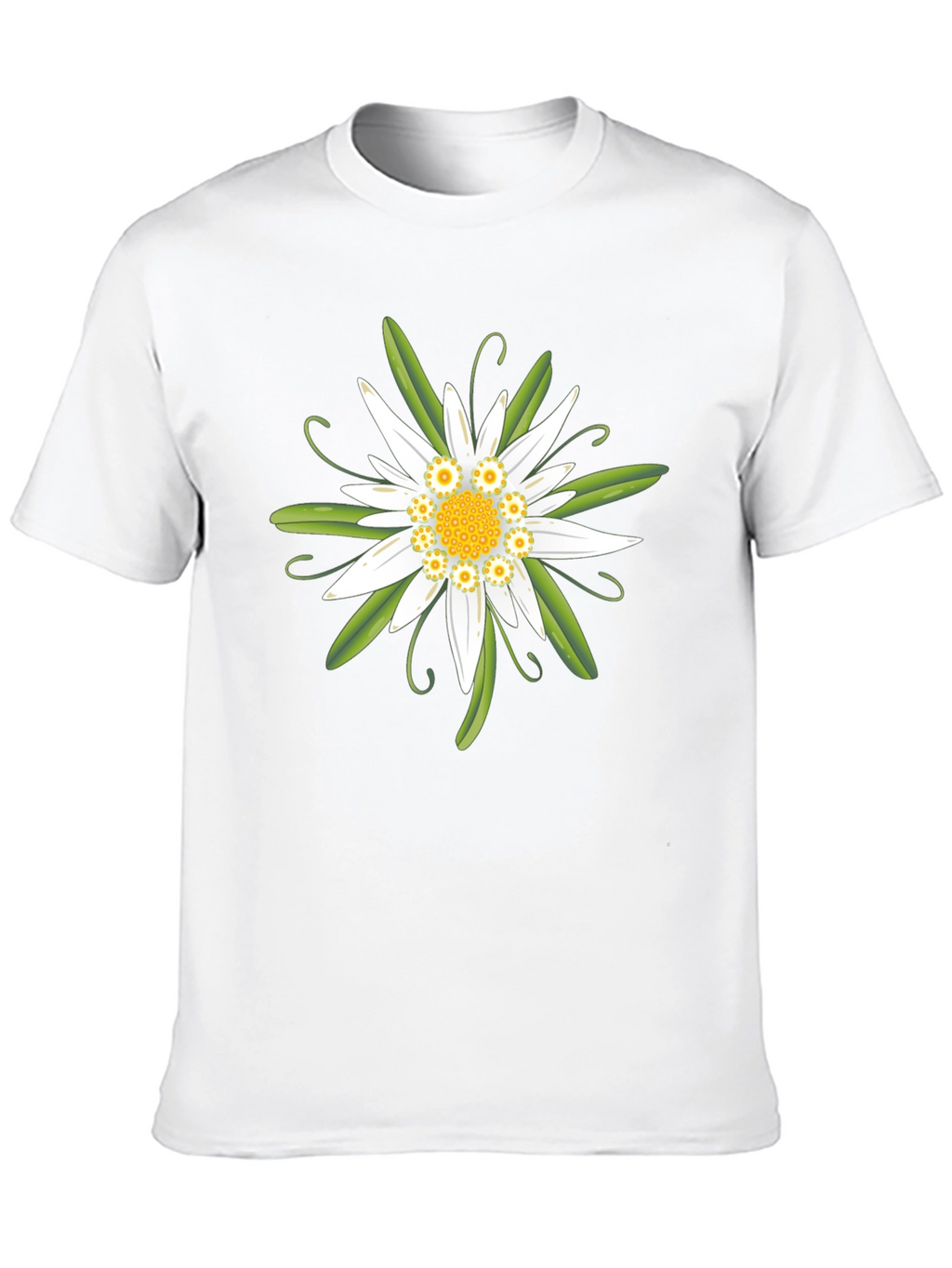 Edelweiss Flower Graphic T-Shirt - Black