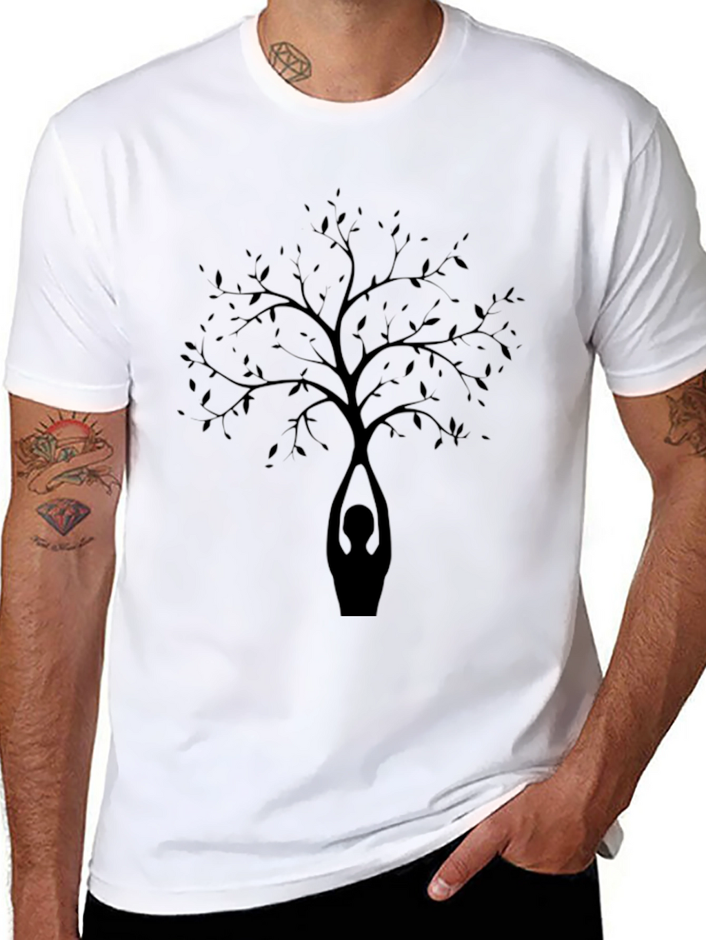 Tree Pose Yoga Graphic Tee - Black Cotton Shirt