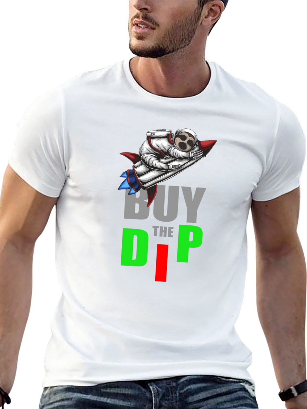 Buy the Dip Crypto Tee - Astronaut Rocket Design