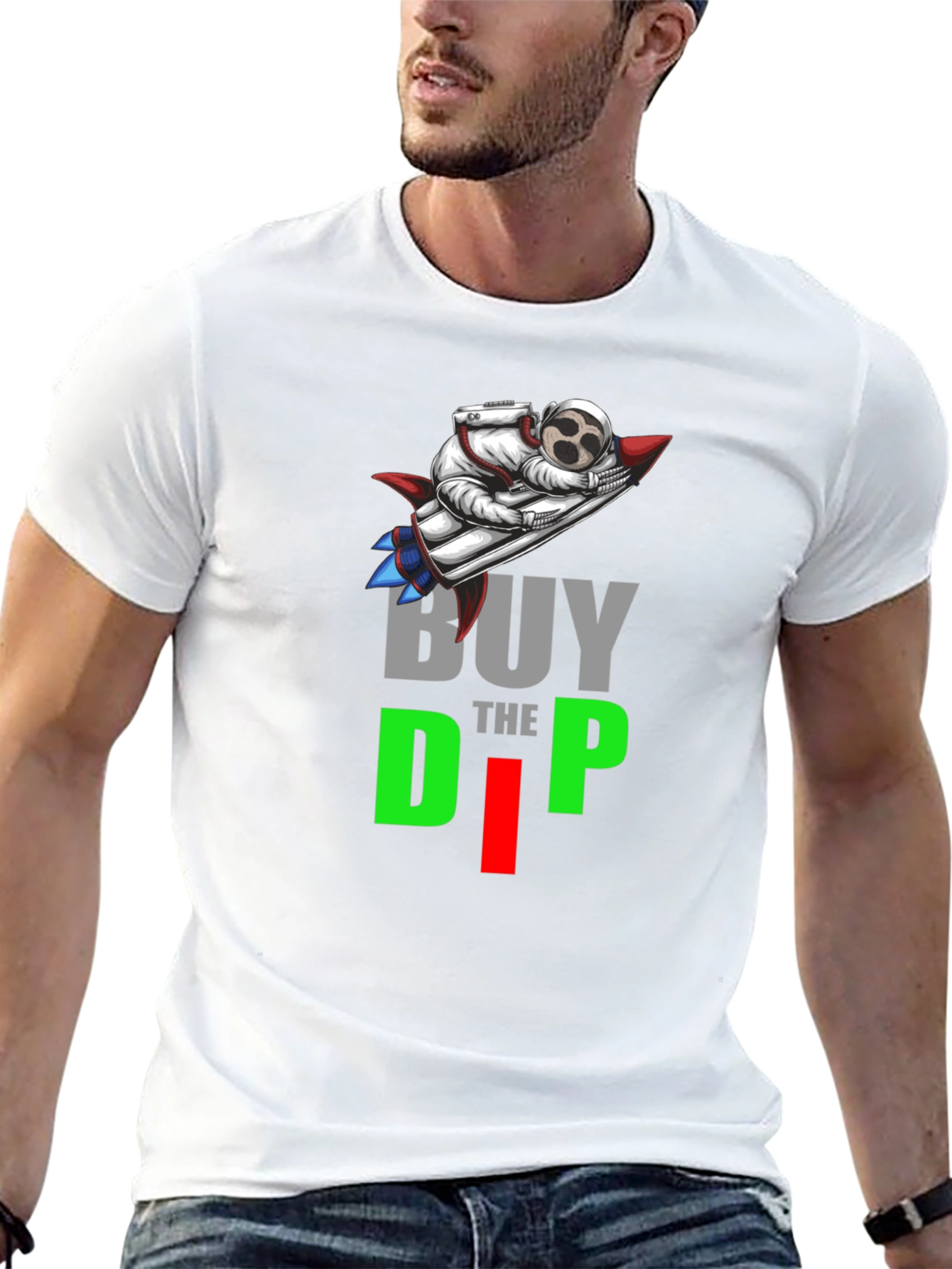 Buy the Dip Crypto Tee - Astronaut Rocket Design