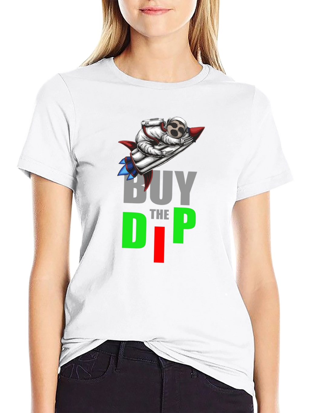Buy the Dip Crypto Tee - Astronaut Rocket Design