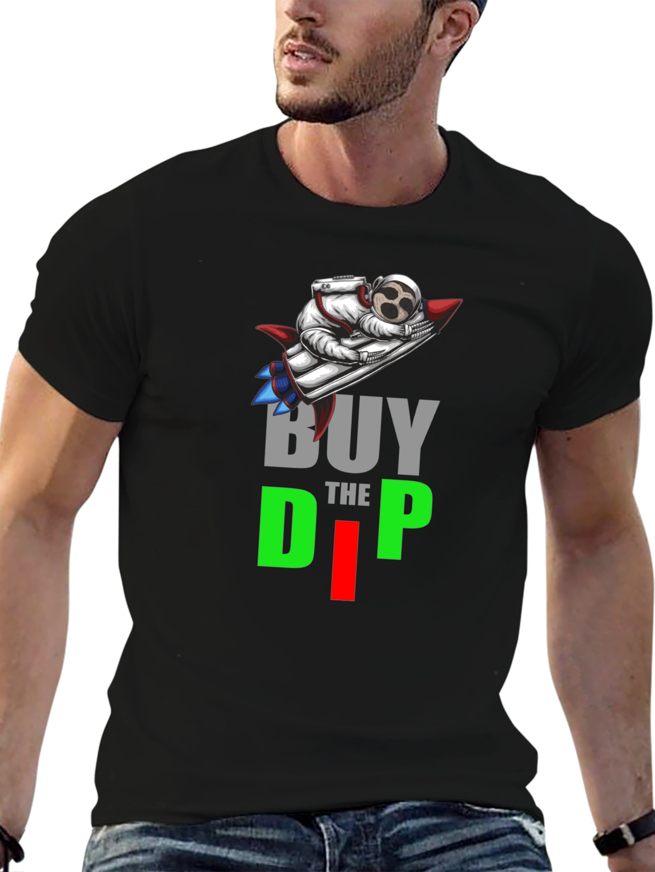 Buy the Dip Crypto Tee - Astronaut Rocket Design