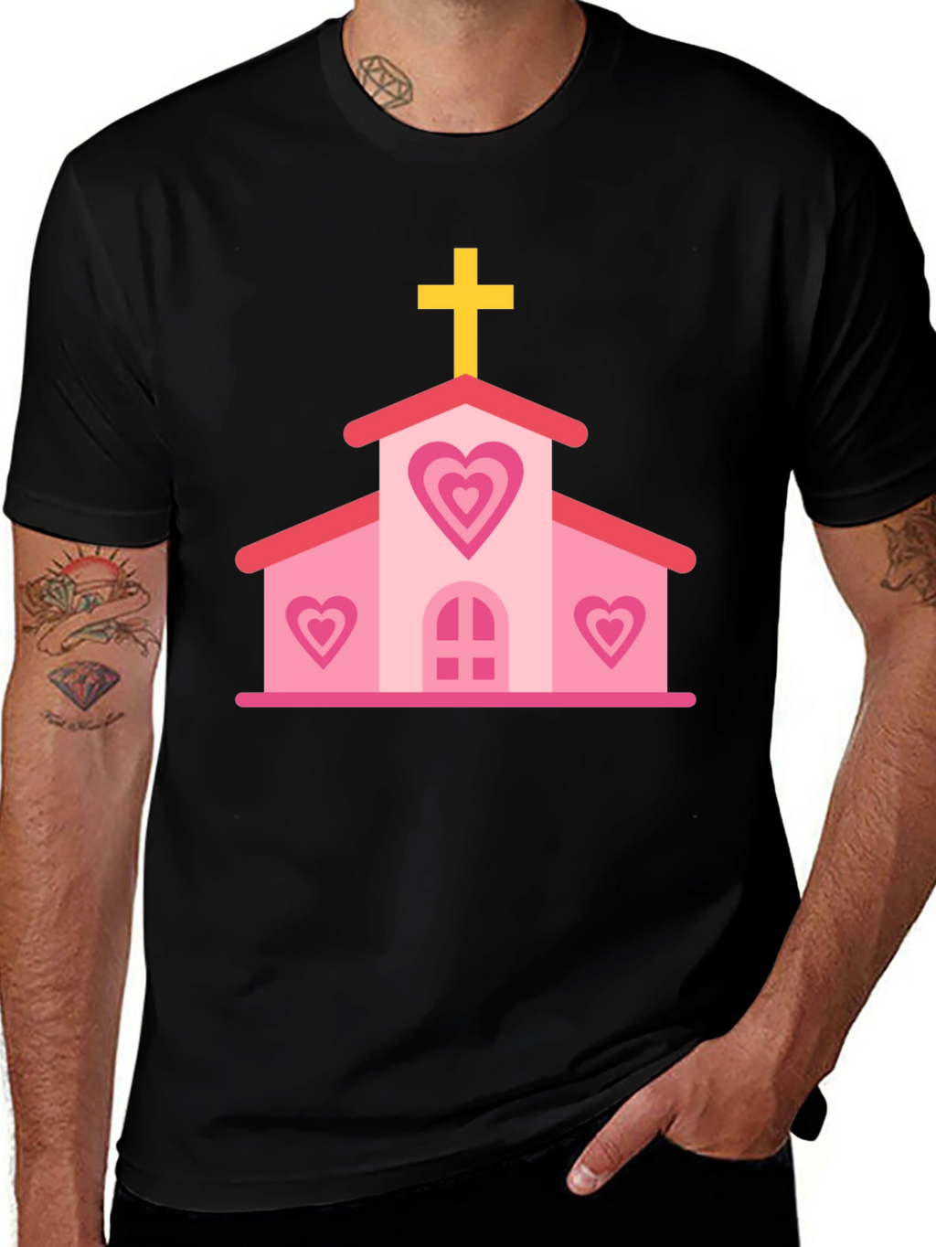 Heart Church Graphic Tee - Black