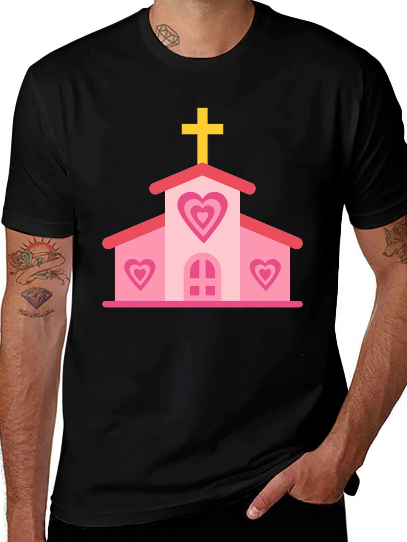 Heart Church Graphic Tee - Black