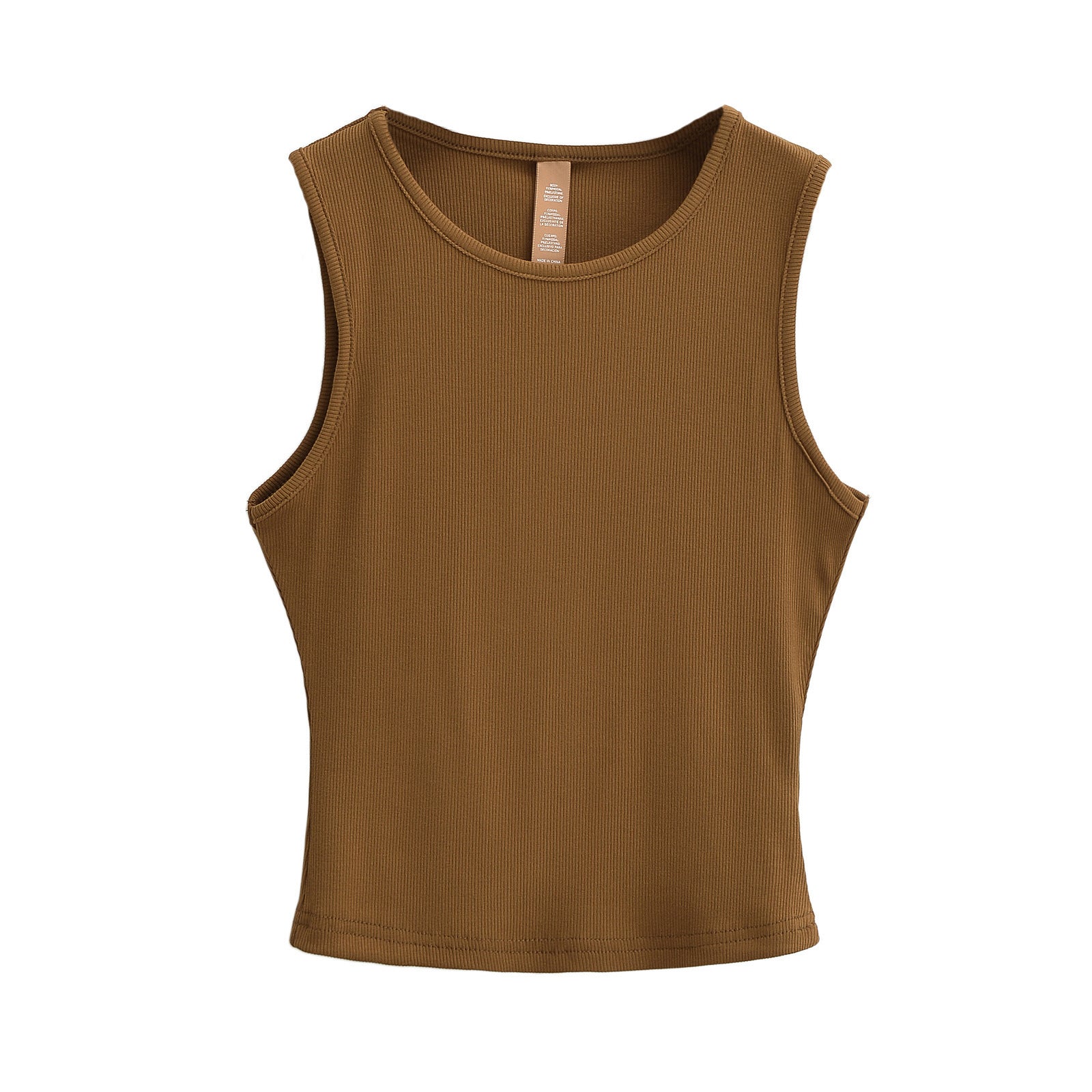 Sleeveless round neck cropped short vest