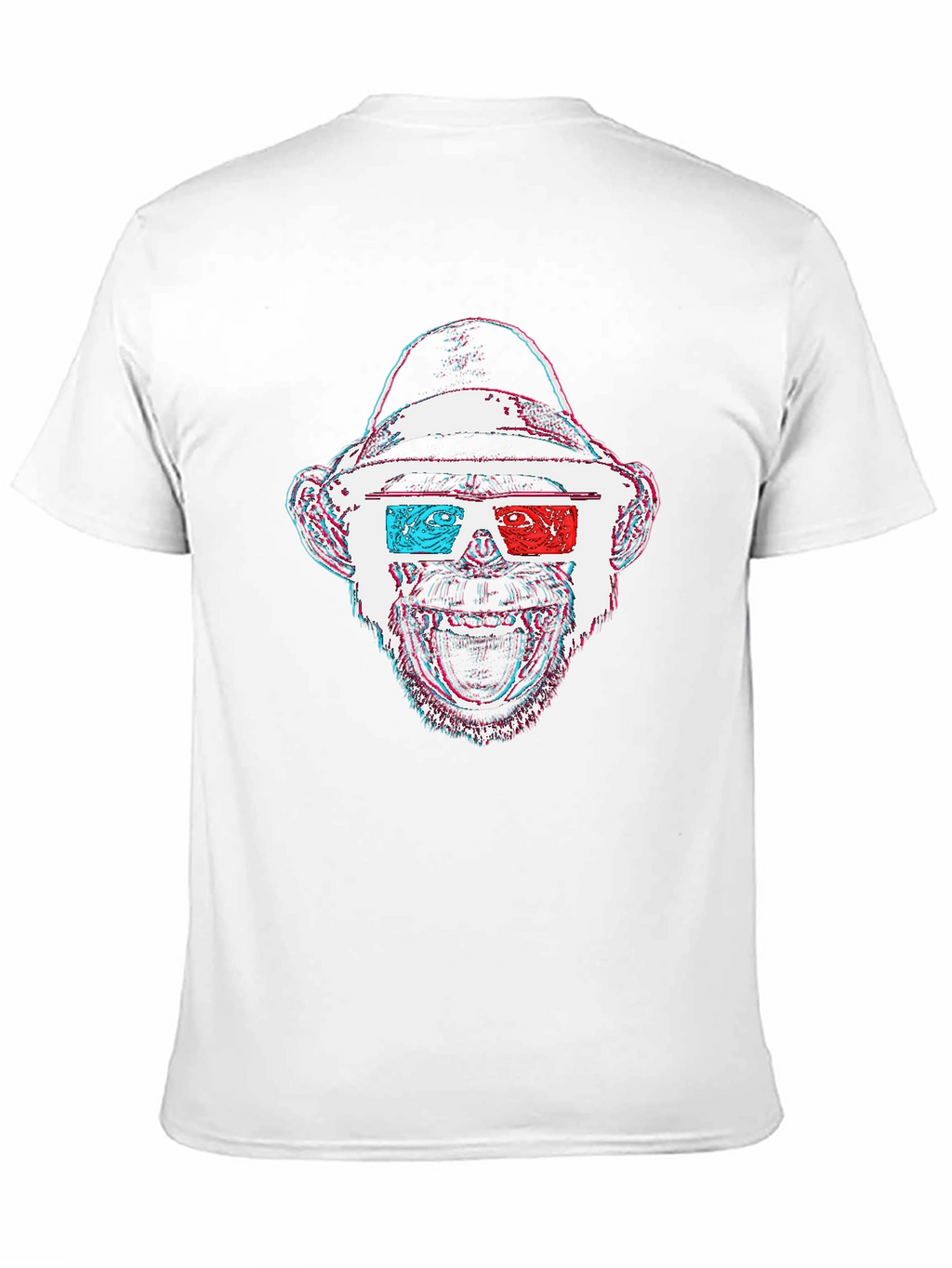 Monkey 3D Glasses Graphic T-Shirt - Black