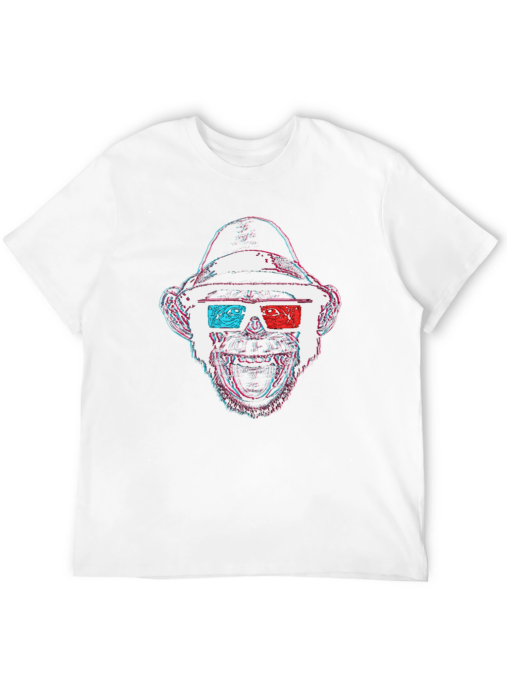 Monkey 3D Glasses Graphic T-Shirt - Black