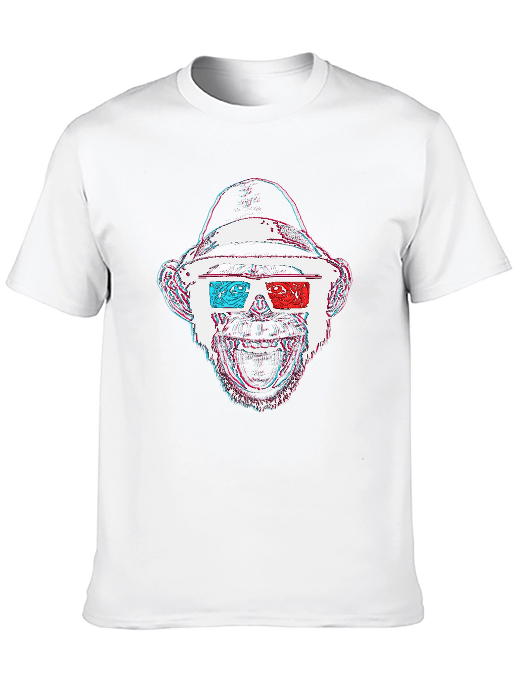 Monkey 3D Glasses Graphic T-Shirt - Black