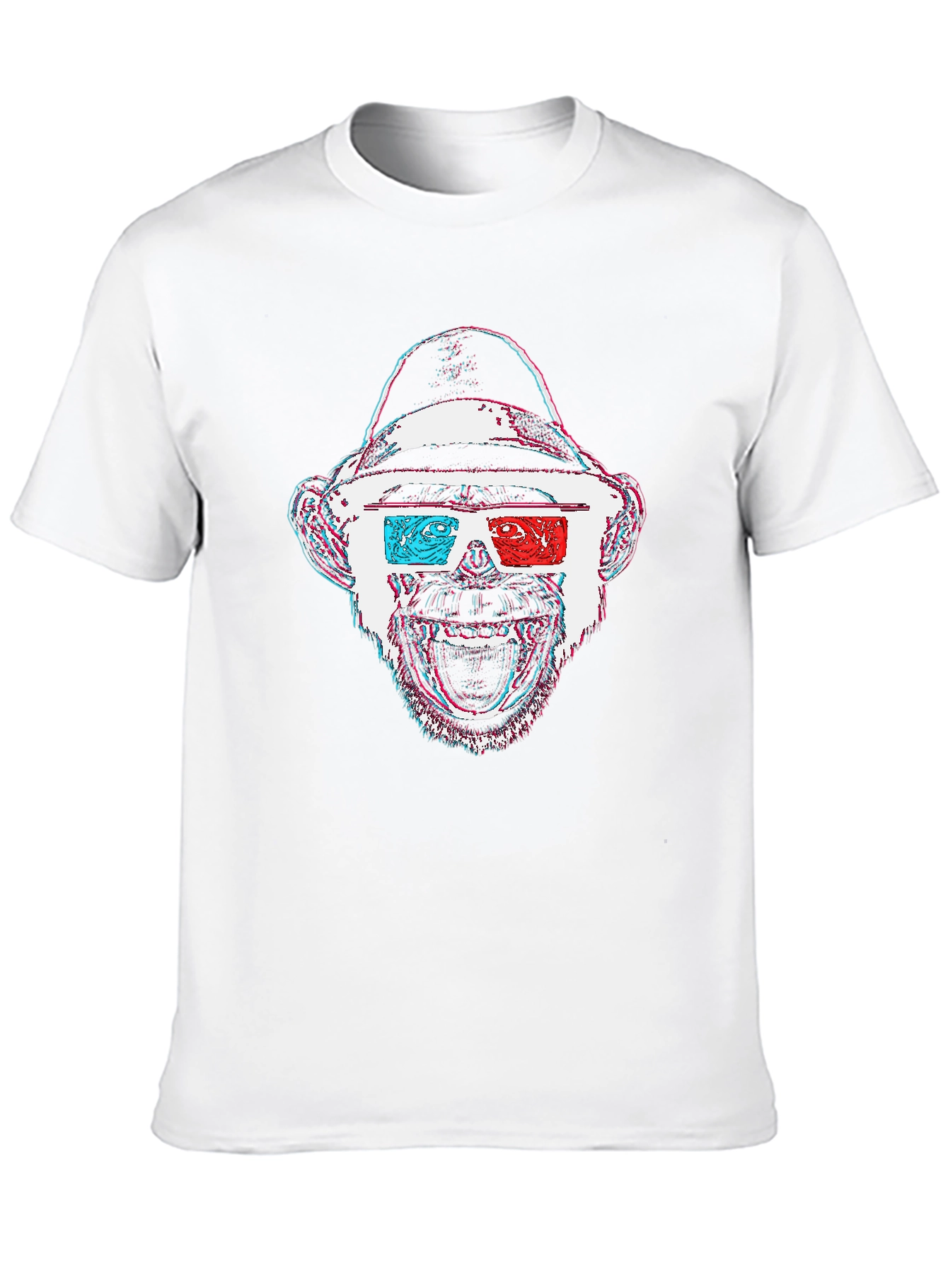 Monkey 3D Glasses Graphic T-Shirt - Black