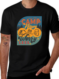 Camp More Worry Less Black Graphic Tee
