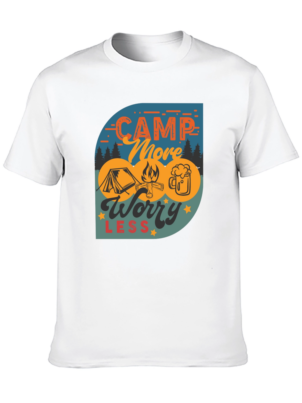 Camp More Worry Less Black Graphic Tee