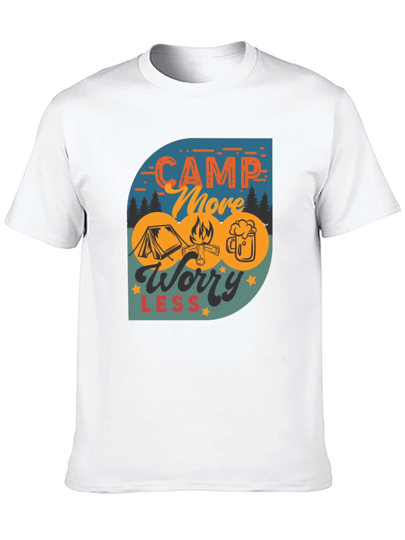 Camp More Worry Less Black Graphic Tee