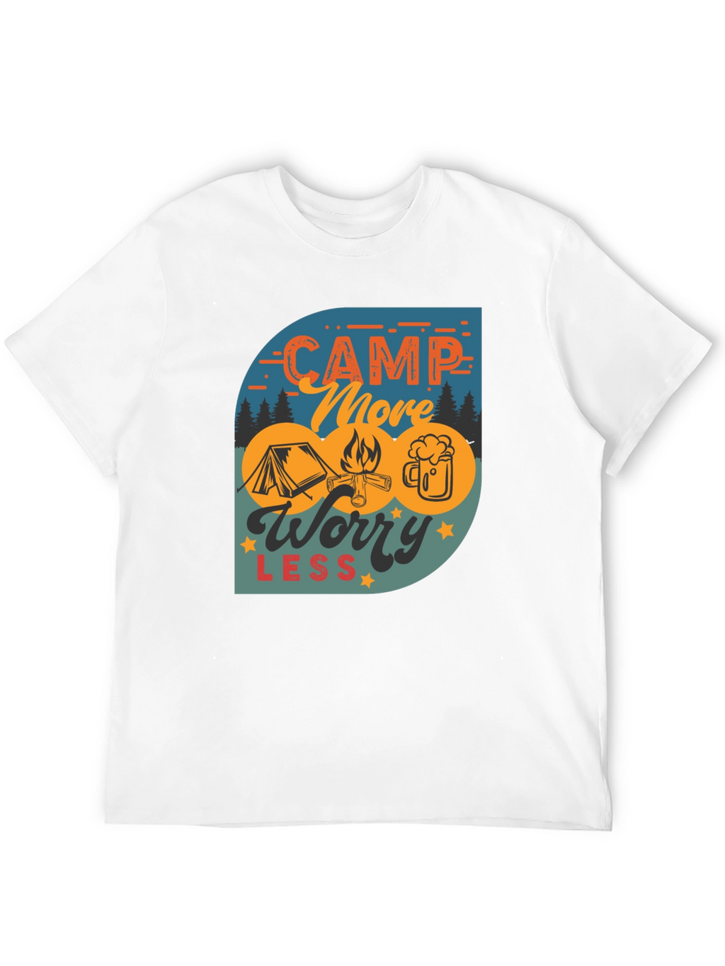 Camp More Worry Less Black Graphic Tee