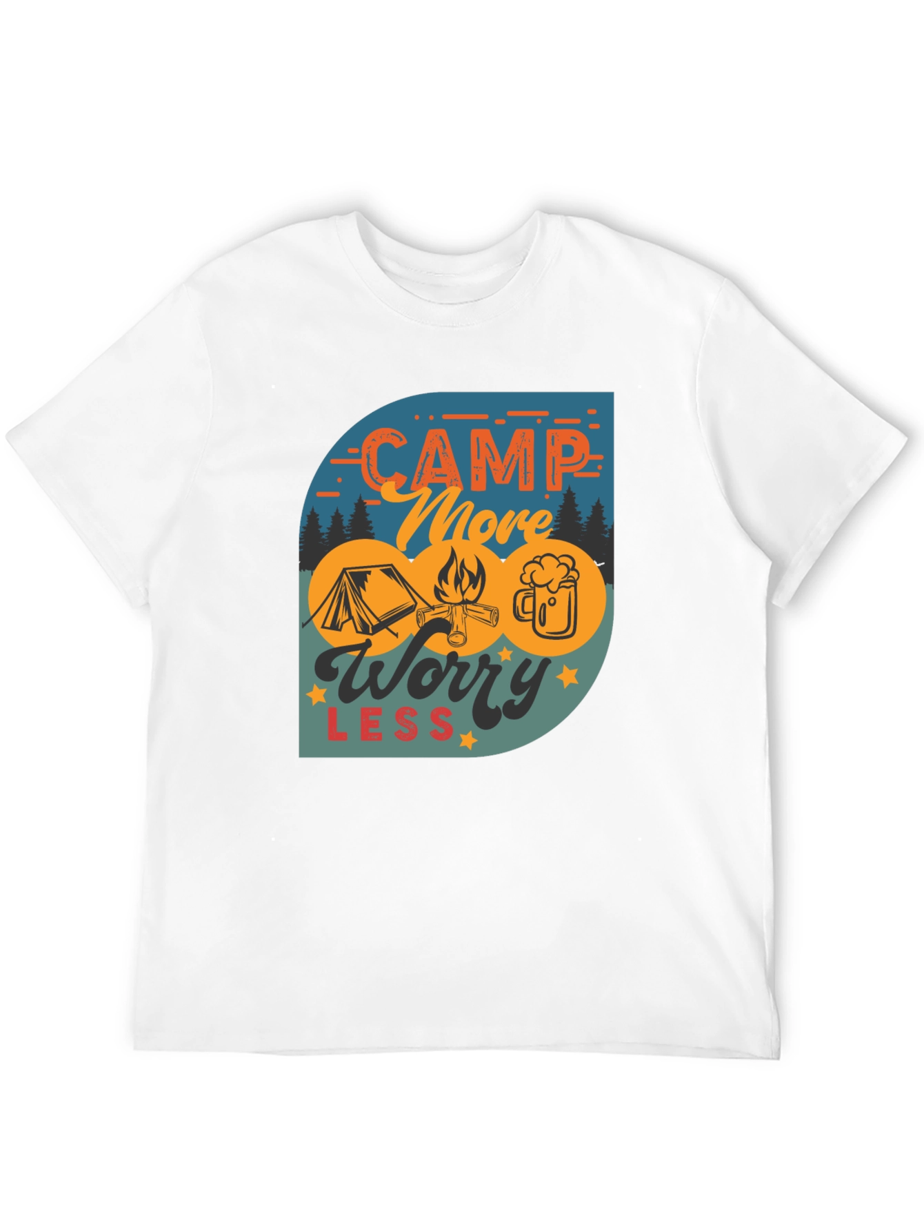 Camp More Worry Less Black Graphic Tee