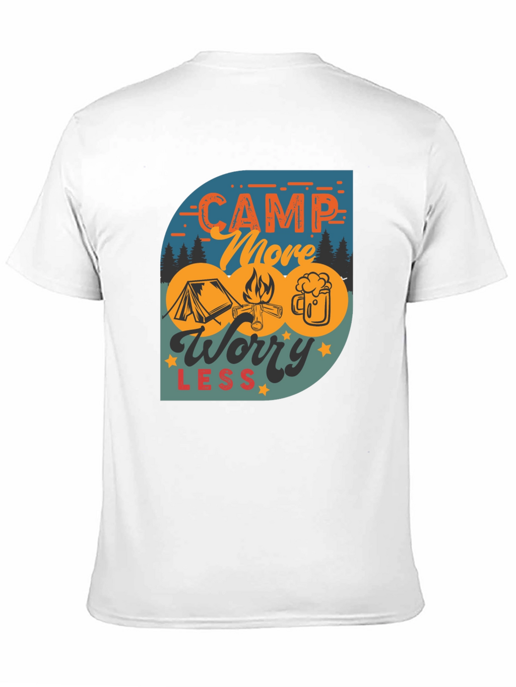Camp More Worry Less Black Graphic Tee