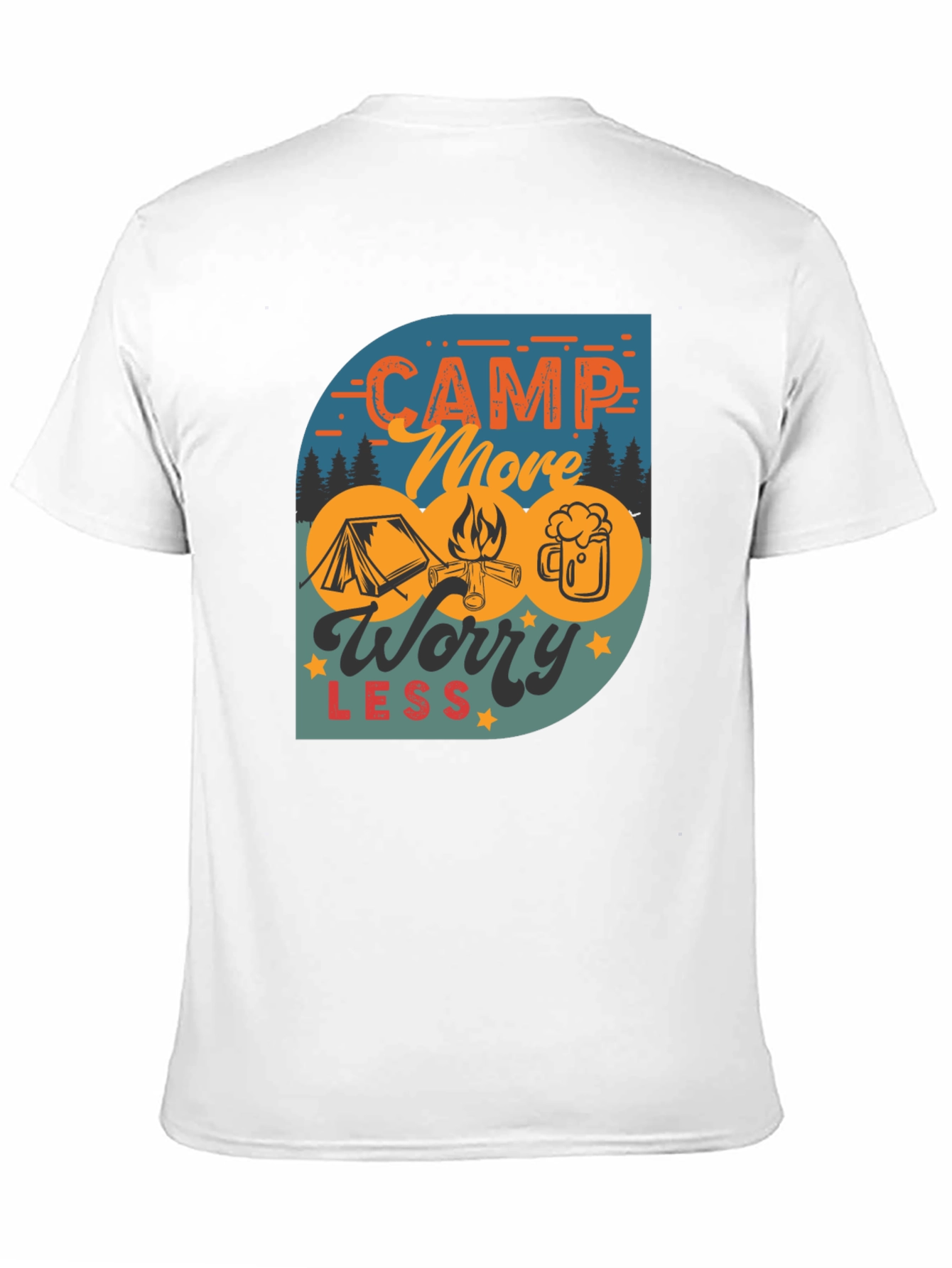 Camp More Worry Less Black Graphic Tee
