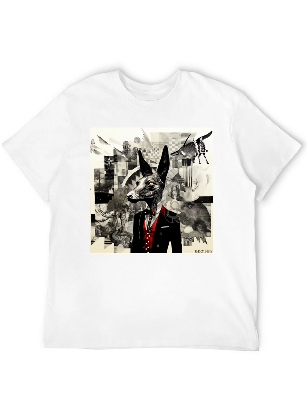 Abstract Fox Graphic Black T-Shirt