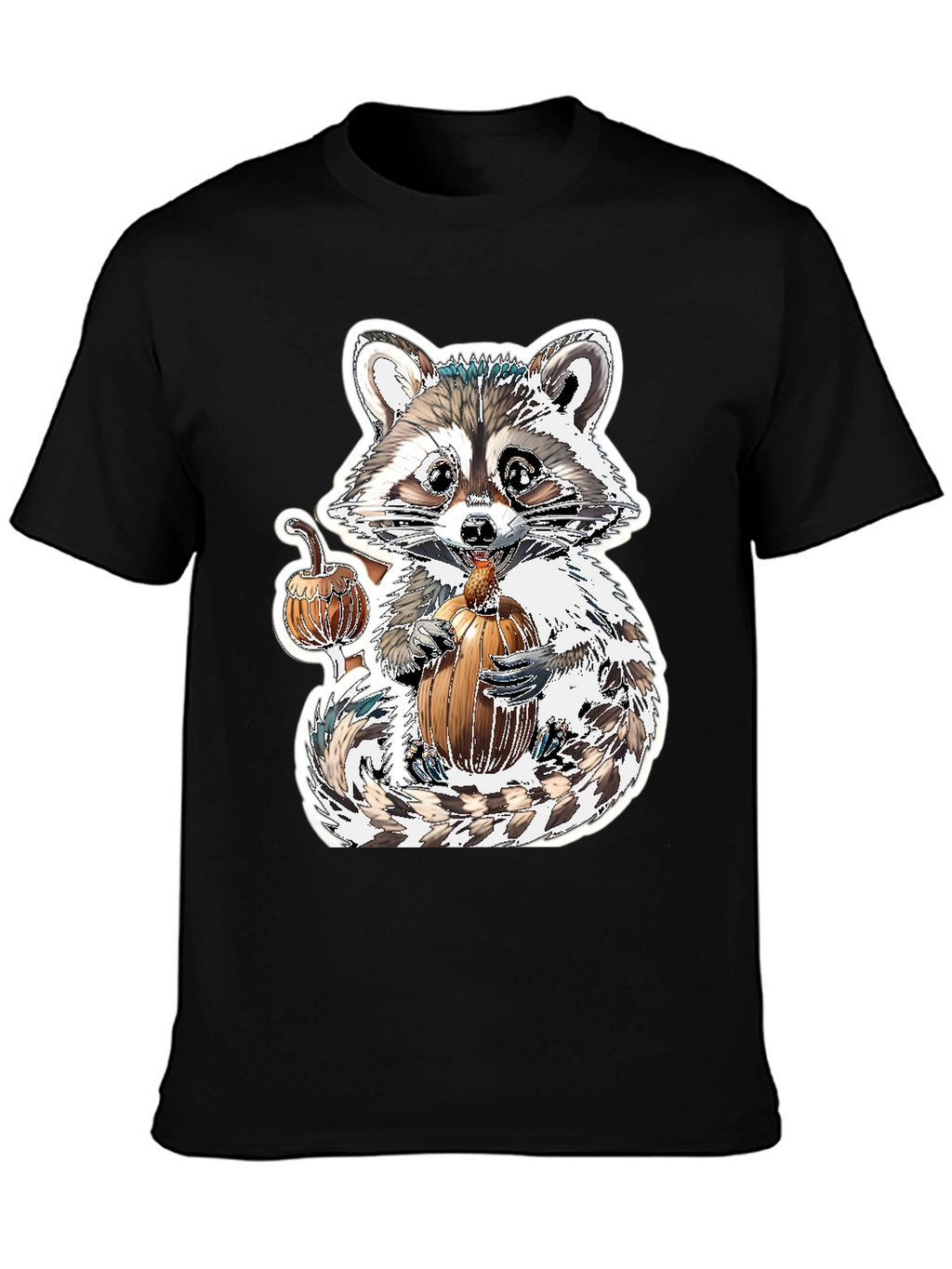 Cute Raccoon Pumpkin Graphic Tee - Fall Apparel