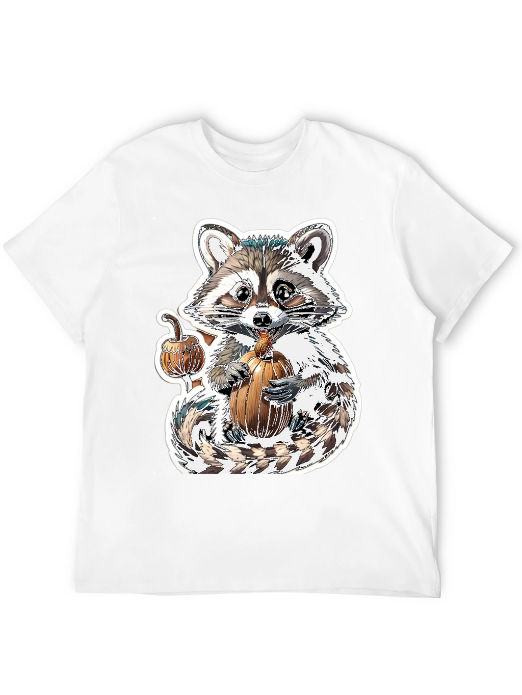 Cute Raccoon Pumpkin Graphic Tee - Fall Apparel