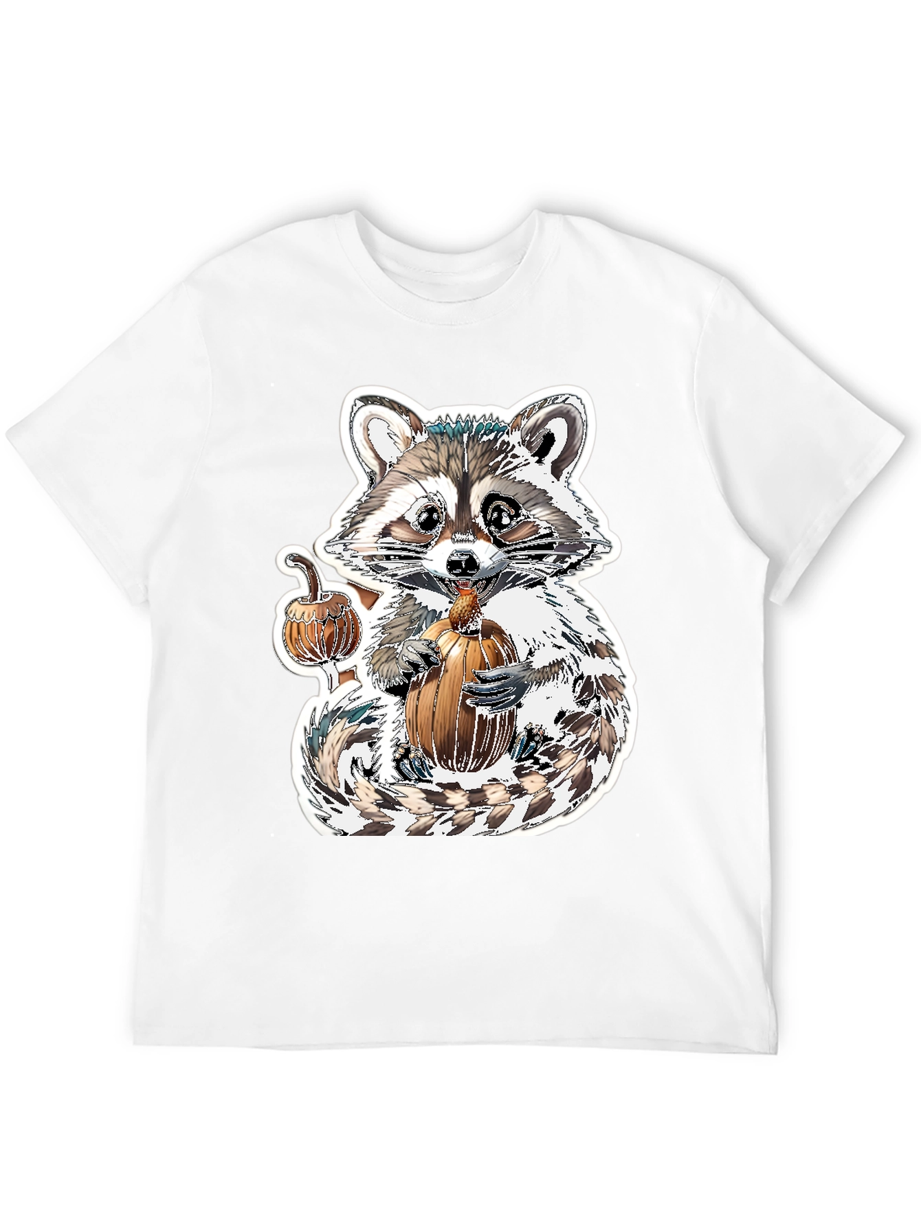Cute Raccoon Pumpkin Graphic Tee - Fall Apparel