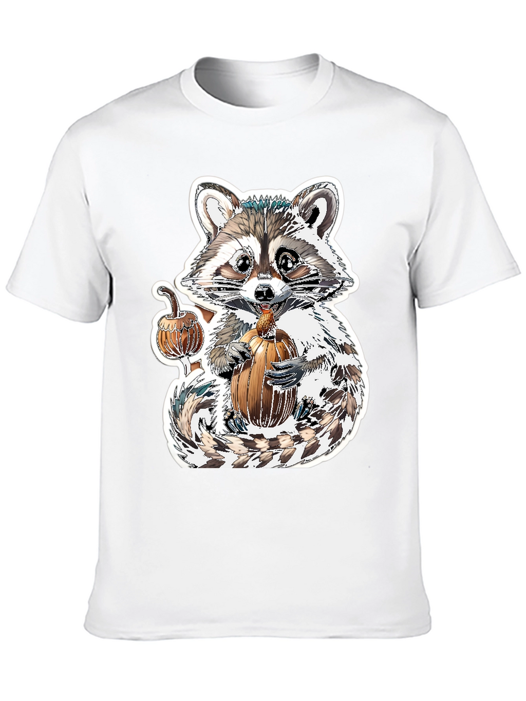 Cute Raccoon Pumpkin Graphic Tee - Fall Apparel